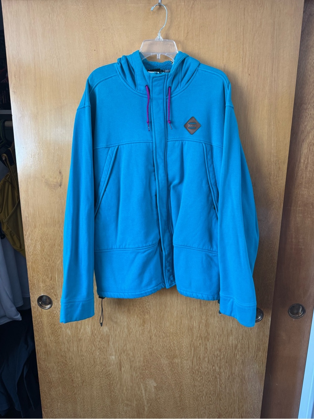 Nike Blue Hooded Full-Zip Sweatshirt with Pink Drawstrings